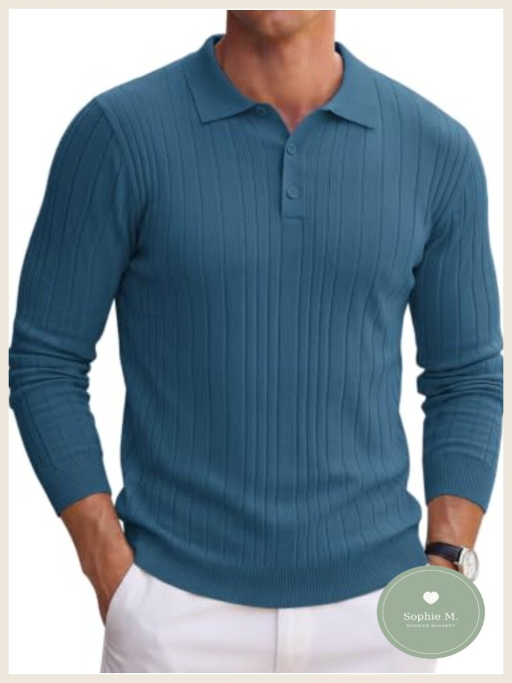 Men's Long Sleeve Knit Polo Shirt Lightweight Stretch Pullover